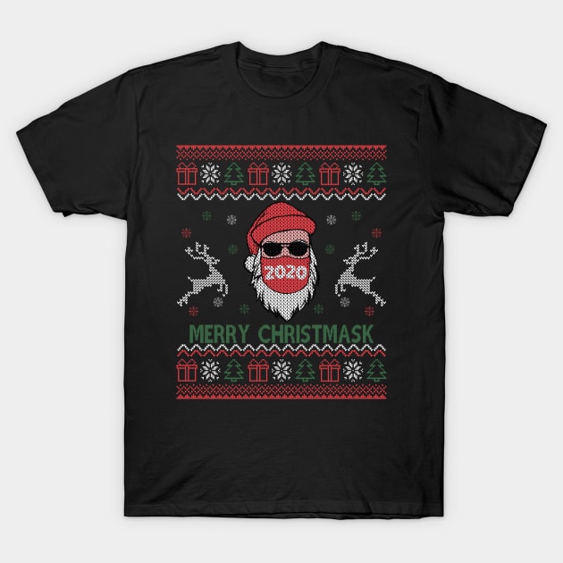 Merry Christmask Christmas 2020 Funny Santa Face Mask Ugly T-Shirt by Herotee